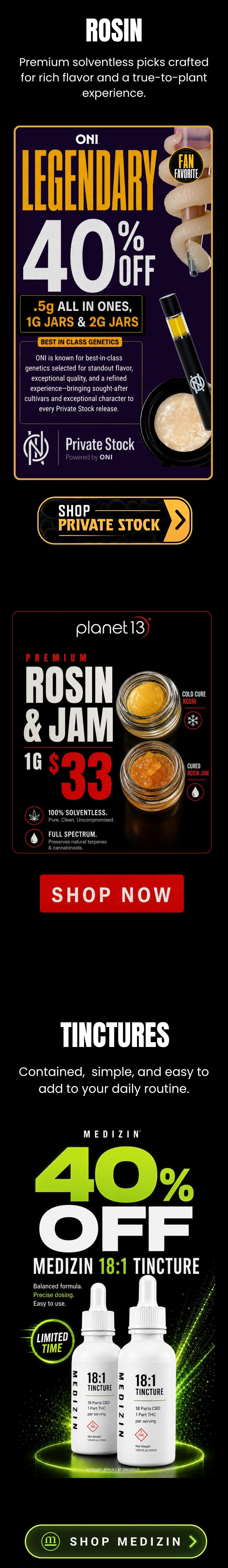 40% Off ONI Rosin & 33/1G Rosin/Jam