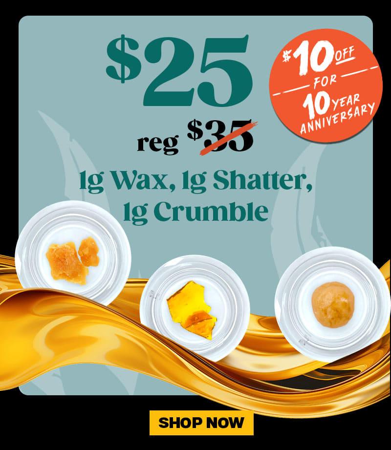 $25 1g Concentrates for 10 Year Anniversary - Cannabis deal image