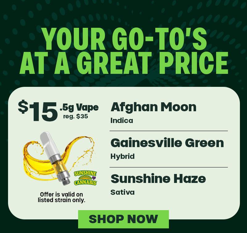 $15 Vapes on Select Strains