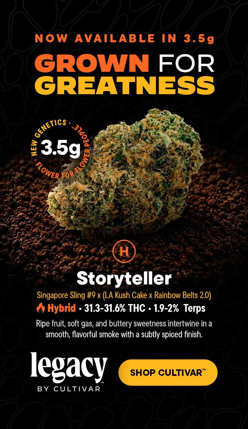 Storyteller 3.5g Flower Now Available