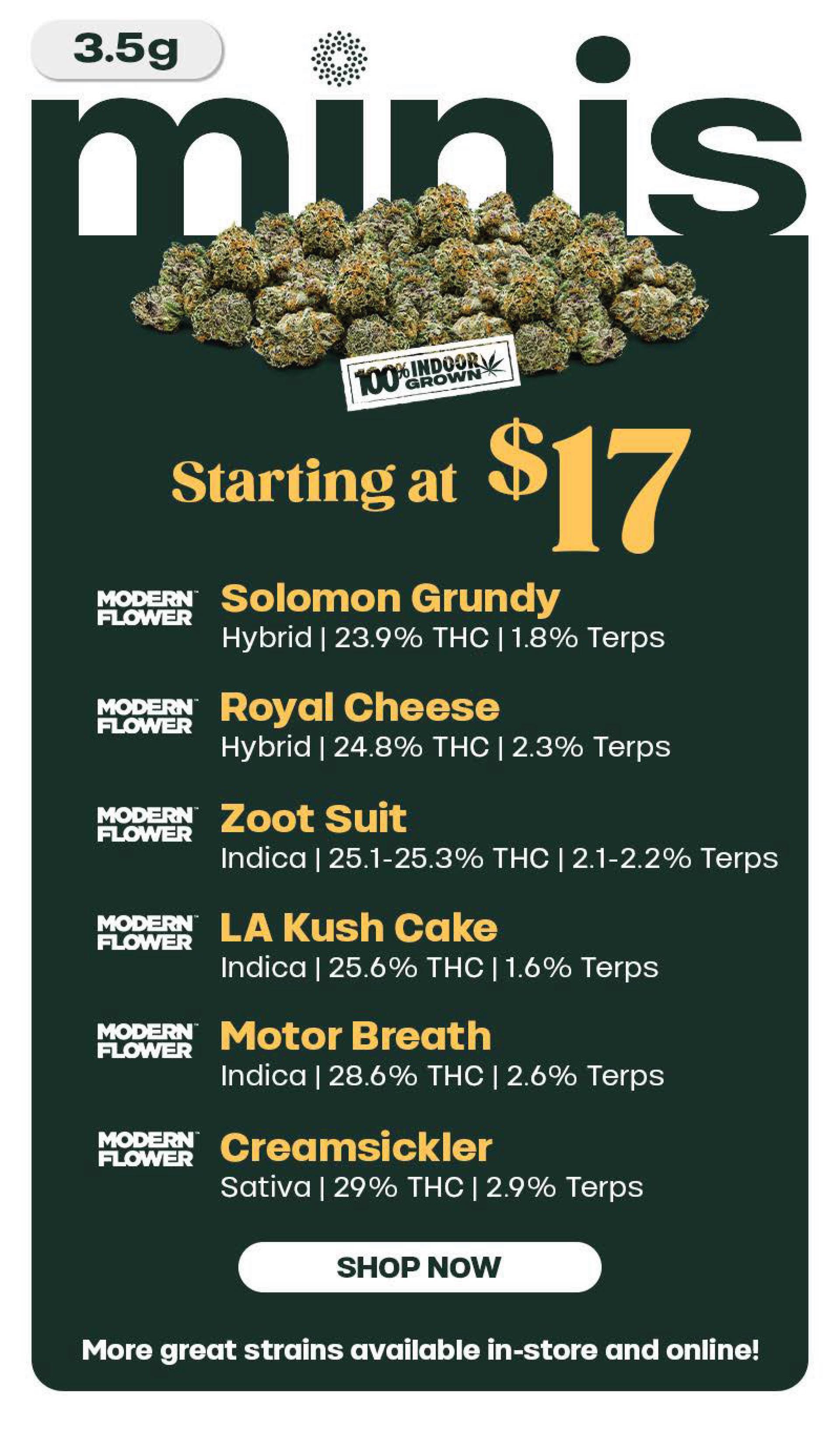 Minis Flower Starting at $17 - Cannabis deal image