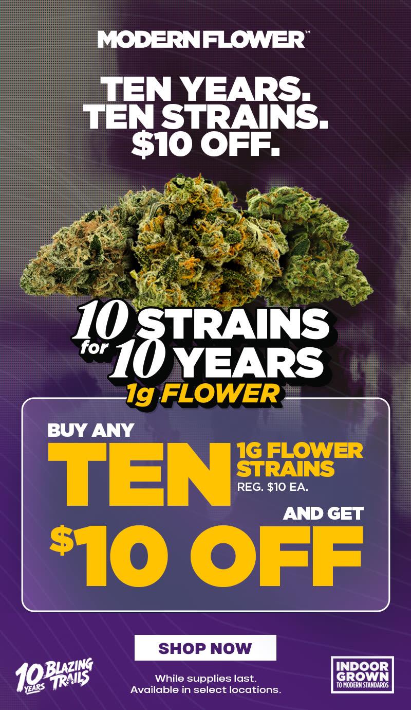 Buy 10 Strains for $10 Off - Cannabis deal image