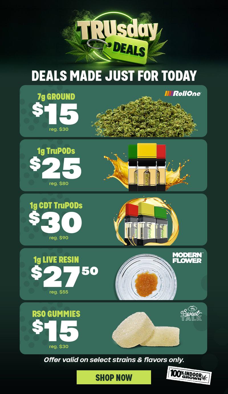TRUSday Deals: Ground, Vapes, Live Resin, Gummies - Cannabis deal image