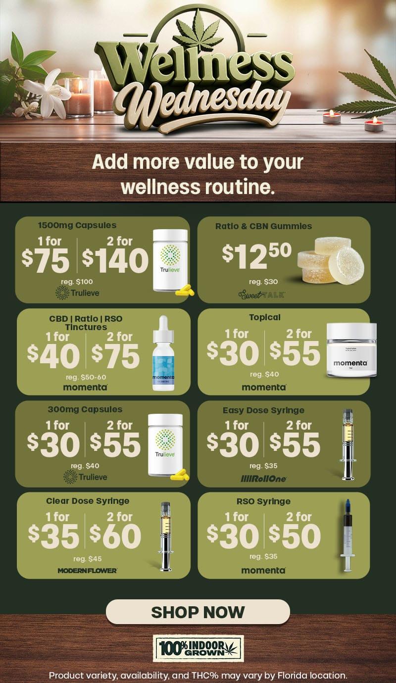 Wellness Wednesday Deals on Capsules & Syringes - Cannabis deal image