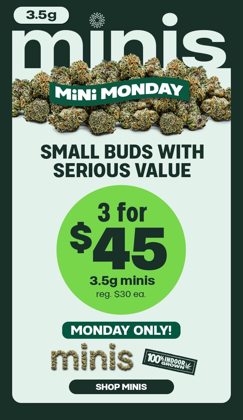 Mini Monday: 3 for $45 Minis - Cannabis deal image