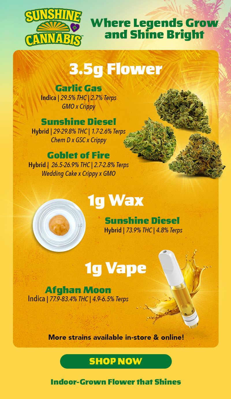 Sunshine Cannabis Featured Strains Showcase - Cannabis deal image