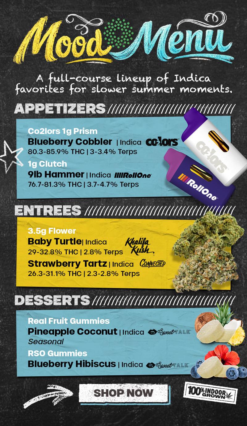 Indica Mood Menu For Summer Moments