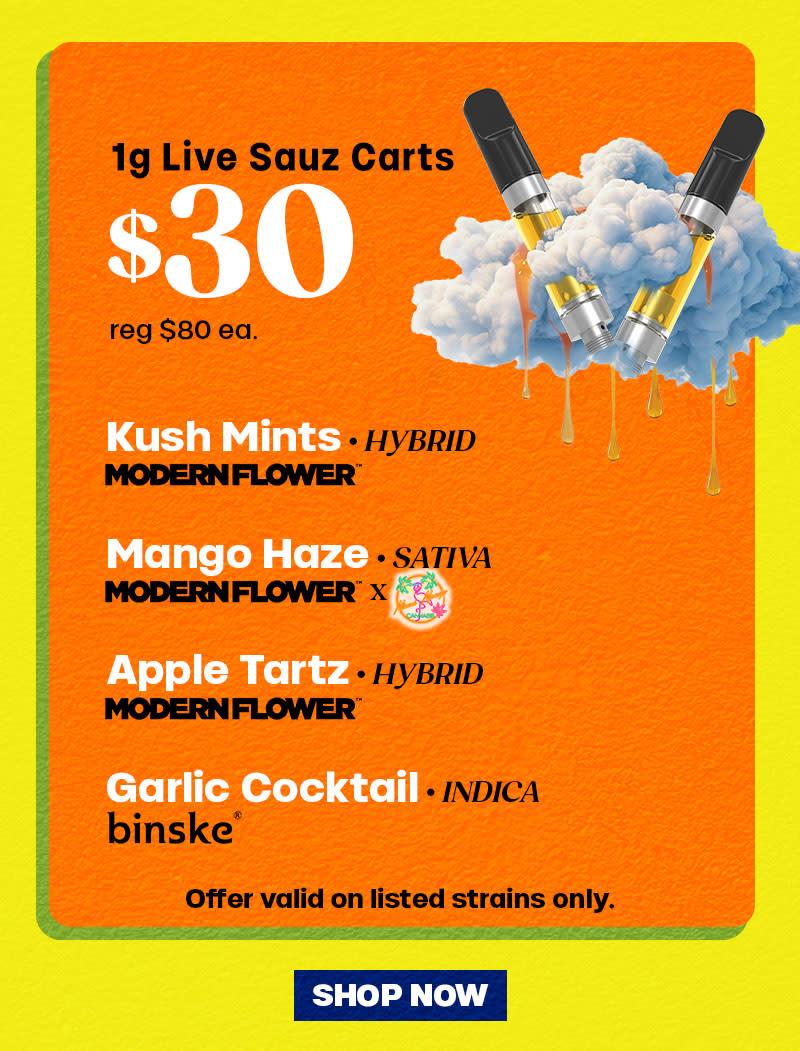 1g Live Sauz Carts $30 - Cannabis deal image