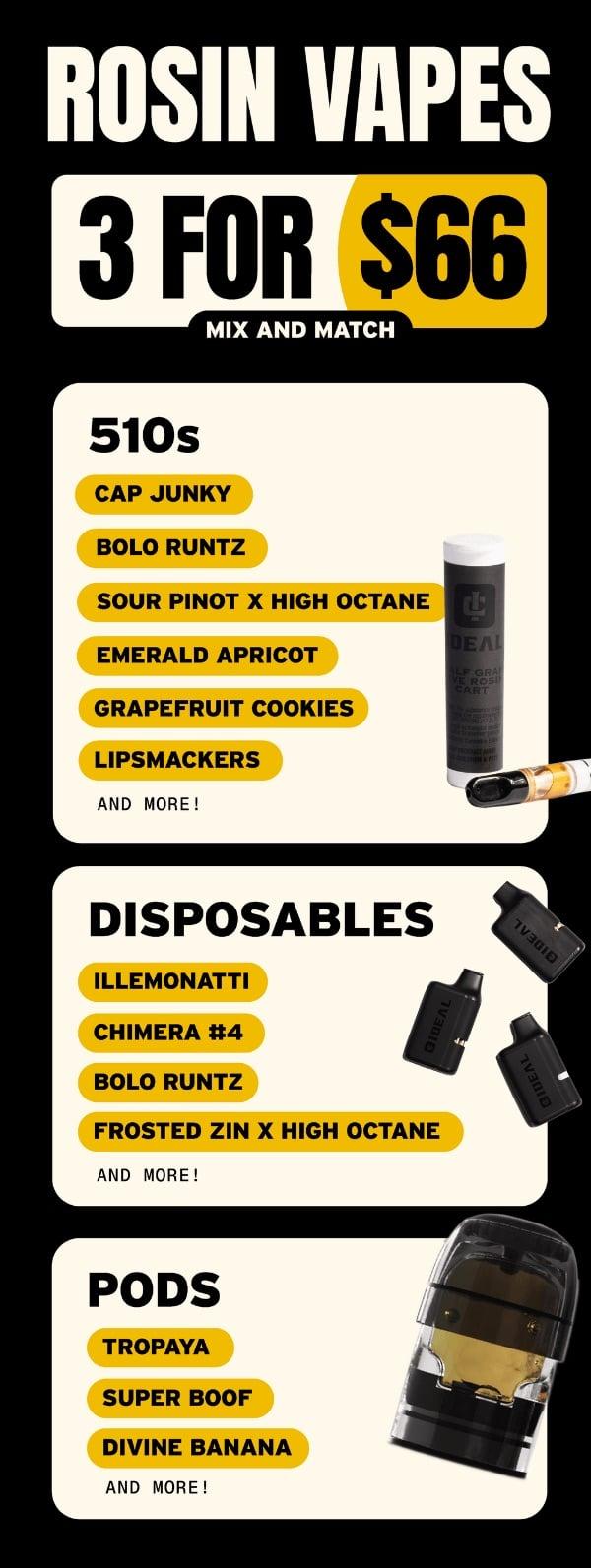 3 for $66 Rosin Vapes Mix and Match