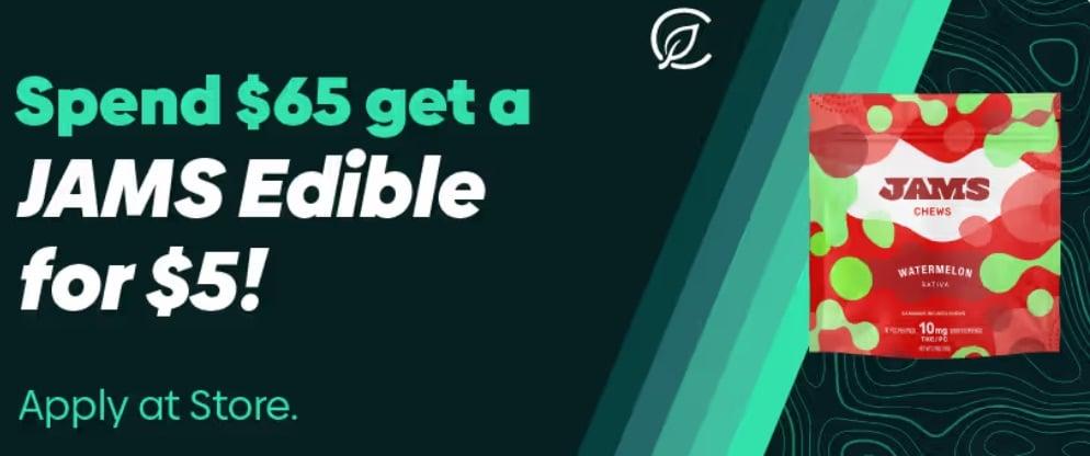 Spend $65, Get JAMS Edible for $5 - Cannabis deal image