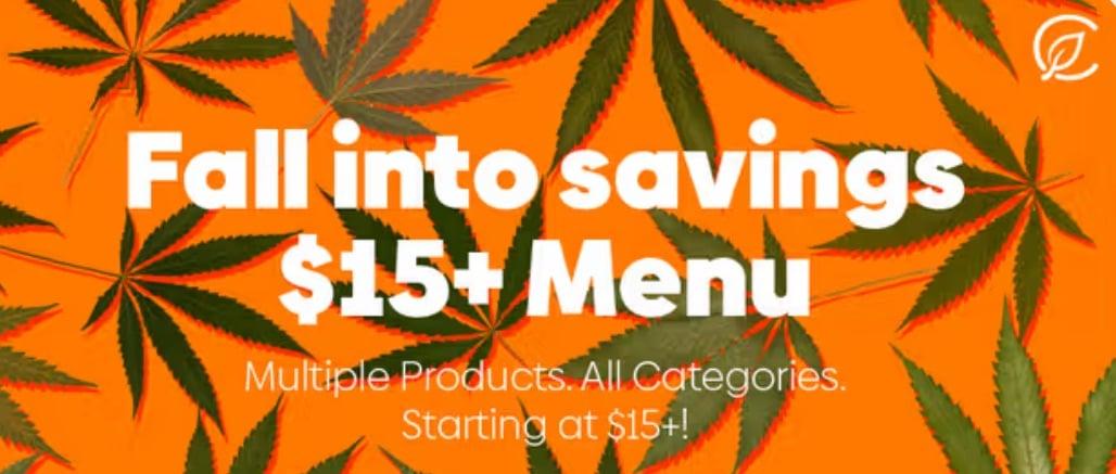 Fall Into Savings $15+ Menu - Cannabis deal image