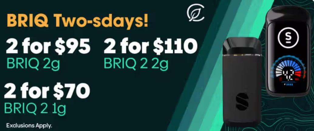 BRIQ Two-sdays: 2 for $95, $110, $70 - Cannabis deal image