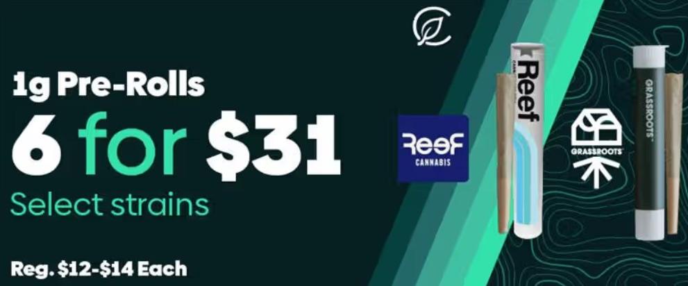 6 Pre-Rolls for $31, Save on Select Strains - Cannabis deal image