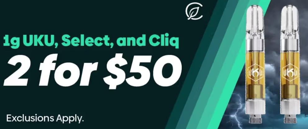 1g Carts 2 for $50 with Exclusions