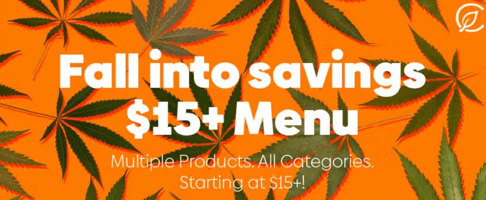 Fall Into Savings Menu Starting at $15+ - Cannabis deal image