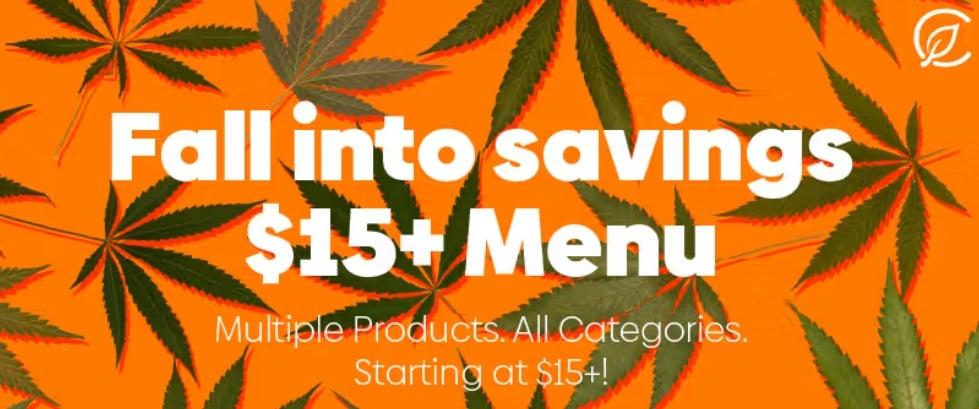 Fall into Savings $15+ Menu