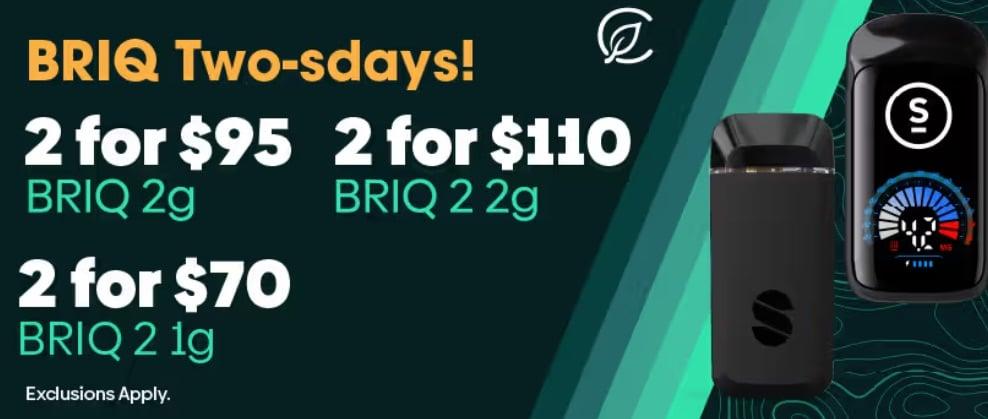 BRIQ Two-sday Deals: 2 for $95, $110, or $70 - Cannabis deal image