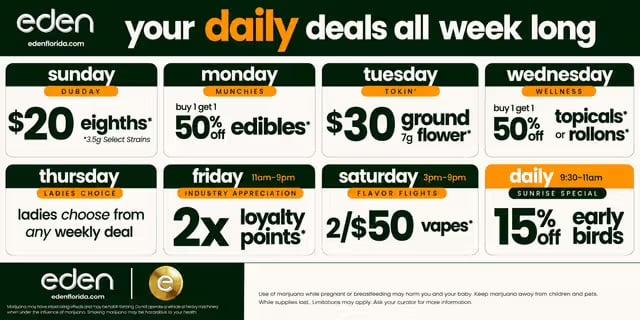 Daily Deals: BOGO, $20 Eighths, & 50% Off - Cannabis deal image