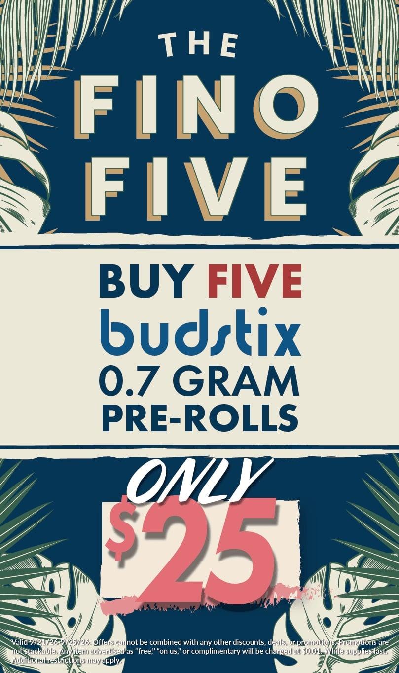 Five Budstix Pre-Rolls for $25