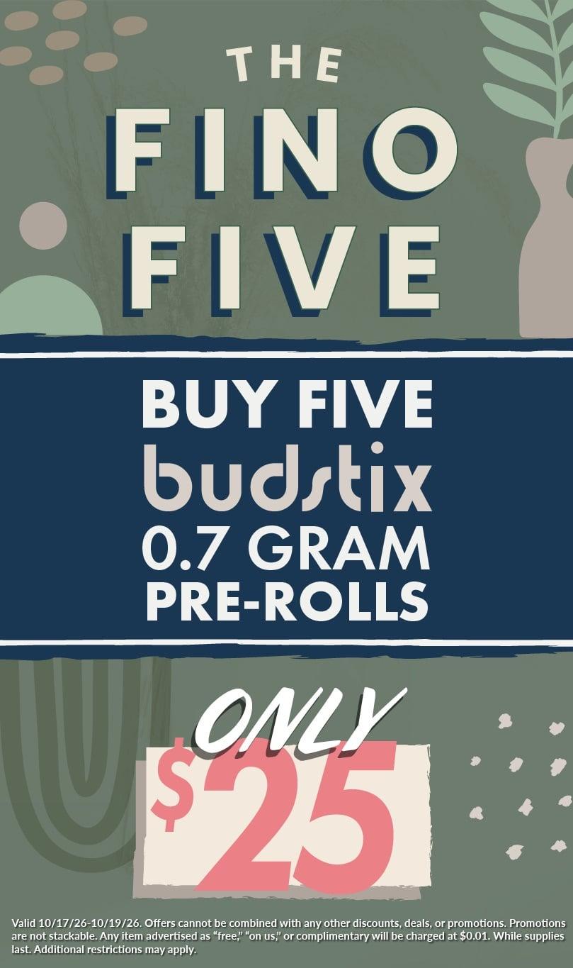 Buy Five Budstix Pre-Rolls for $25