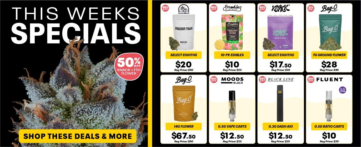 Weekly Specials: Select Eighths to Vape Carts
