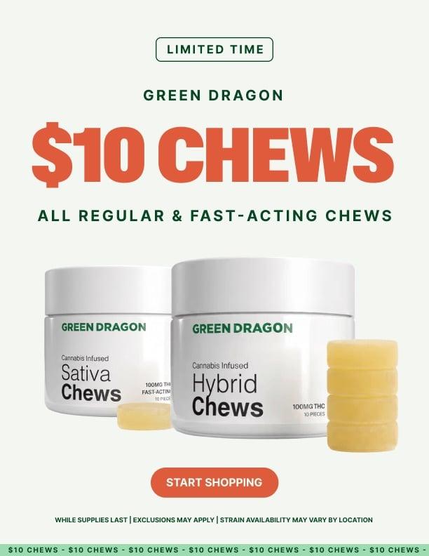 Limited Time: $10 Chews All Regular & Fast-Acting - Cannabis deal image