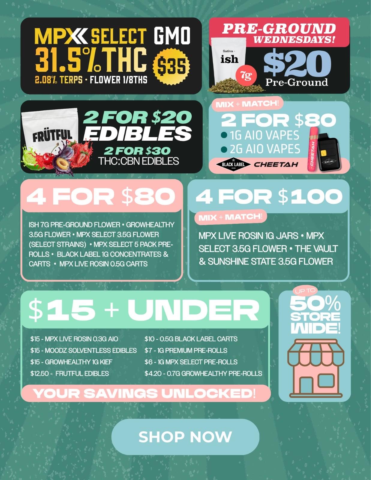 Pre-Ground Wednesdays & Mix & Match Deals - Cannabis deal image