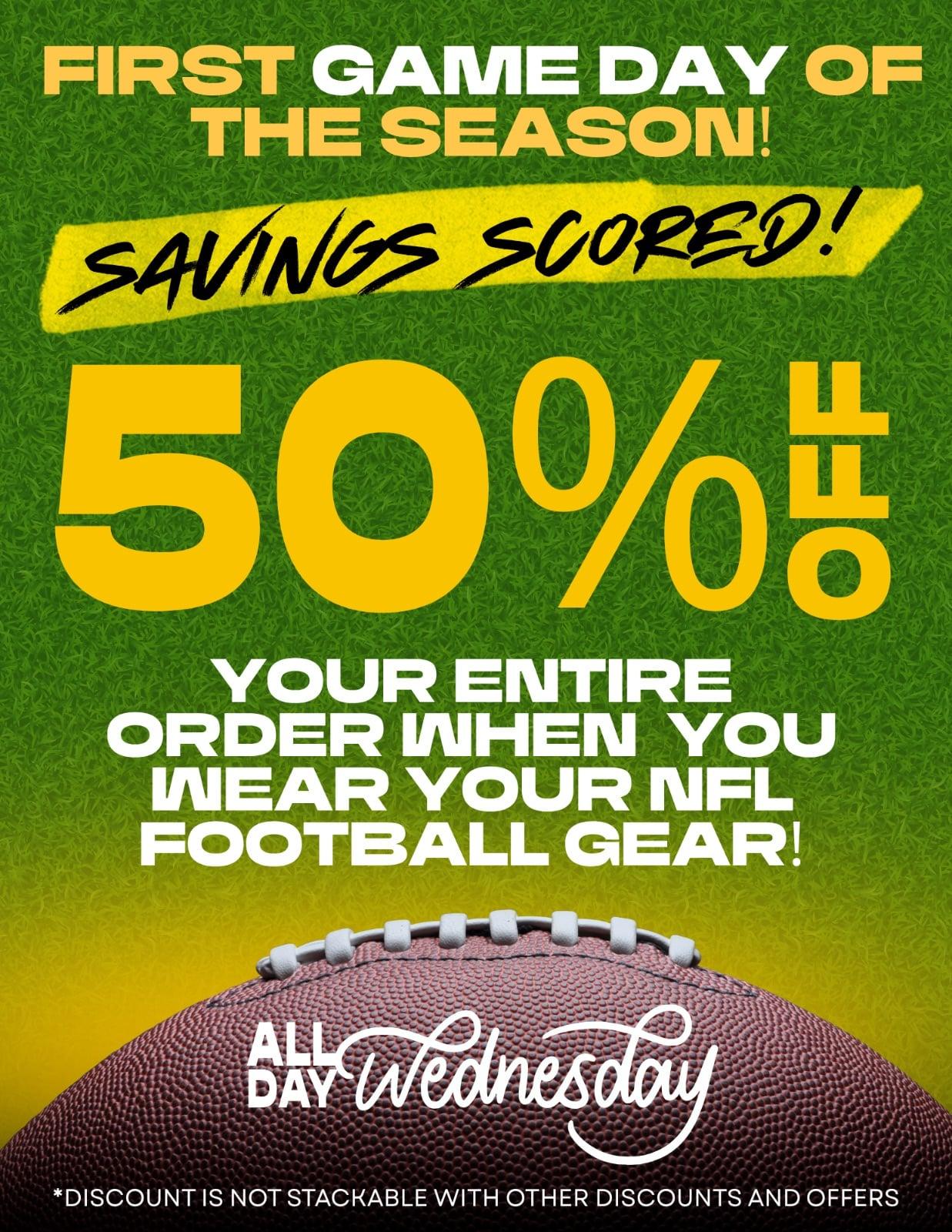 50% Off Your Entire Order For Game Day!