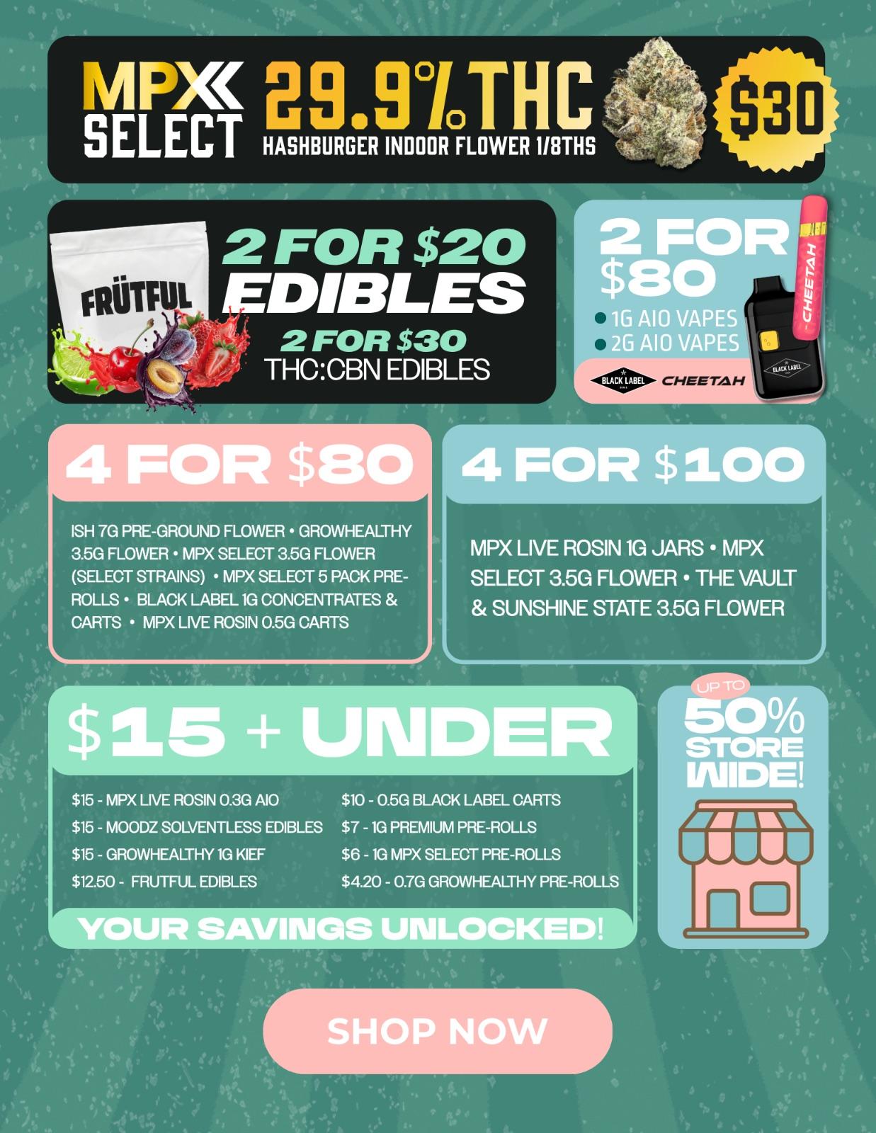 4 for $80, 4 for $100 & Vape Deals