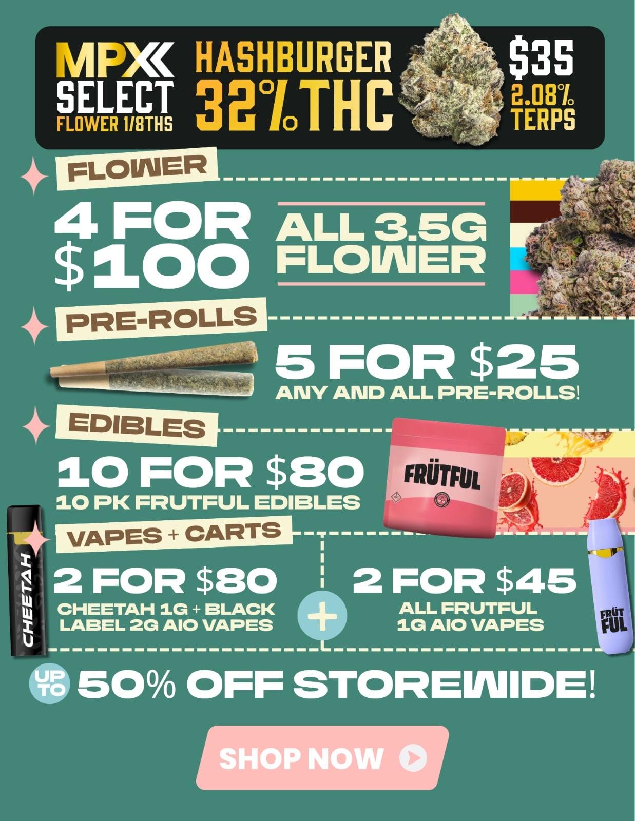4 for $100 & Up to 50% Off