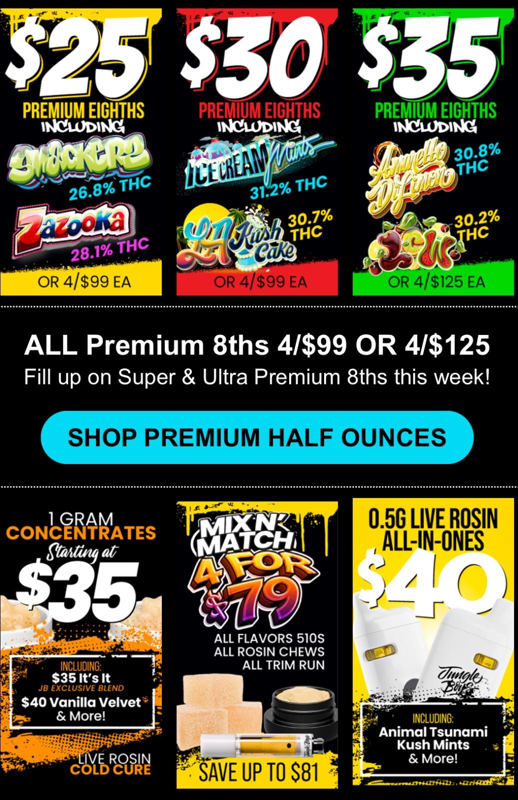Premium 8ths Deals & Mix & Match Concentrates