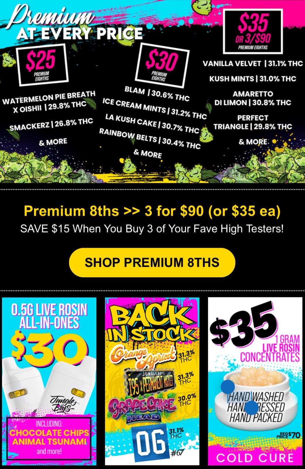 Premium 8ths Deals & Live Rosin Concentrates - Cannabis deal image