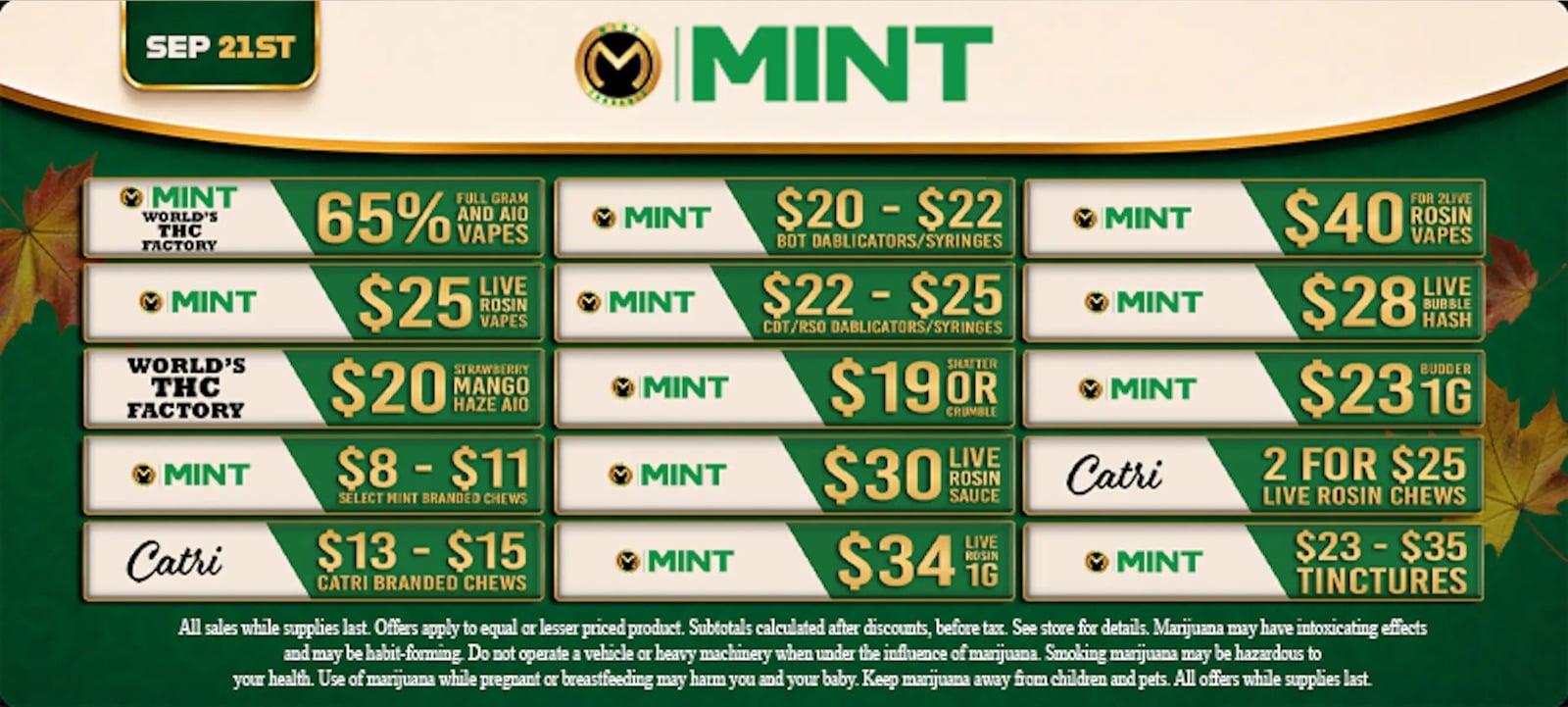 MINT Sep 21: Vapes, Rosin, Chews & Tinctures