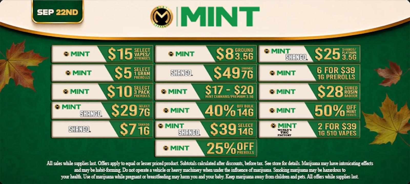 MINT 50% Off Edibles & 40% Off Bulk - Cannabis deal image