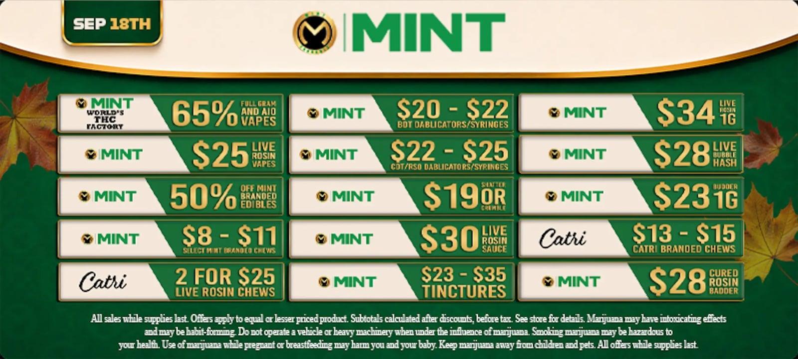 Vape, Concentrate & Edible Deals This September