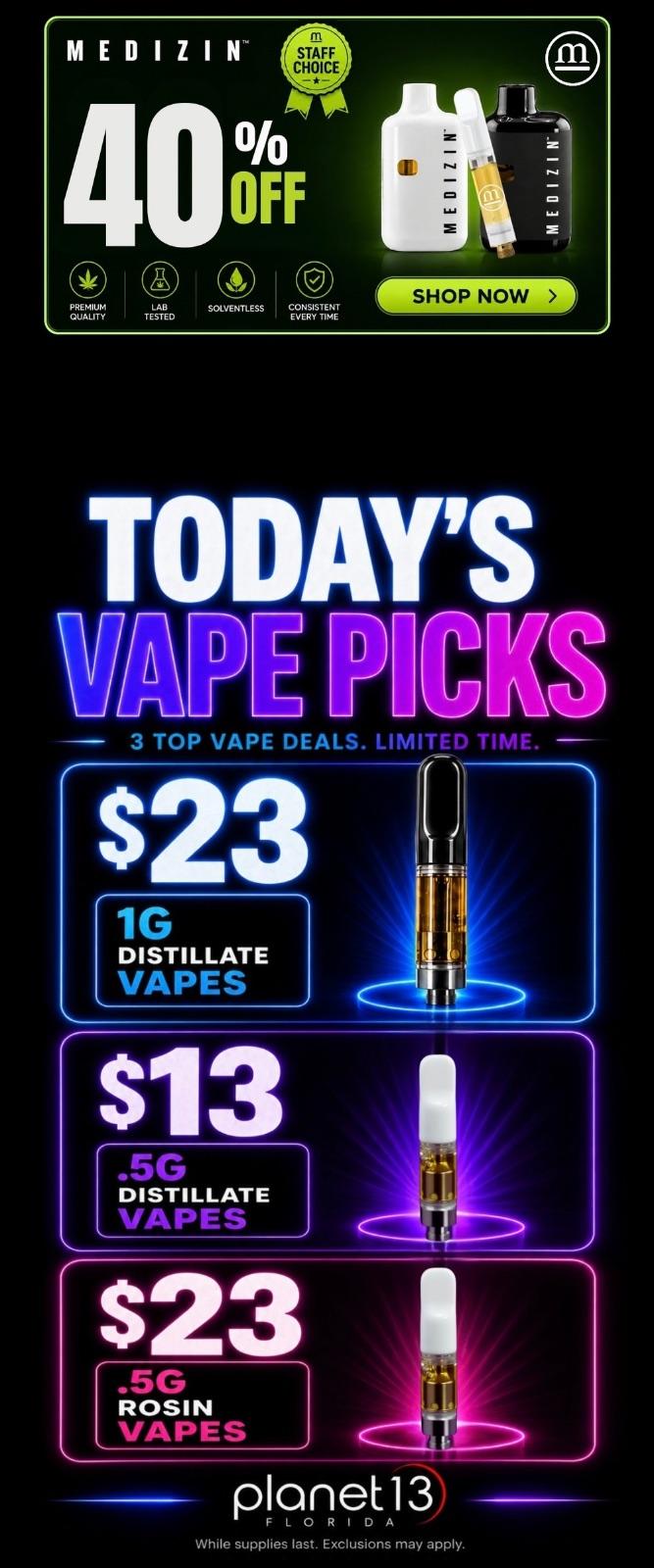 40% Off Select Vapes & Daily Vape Picks