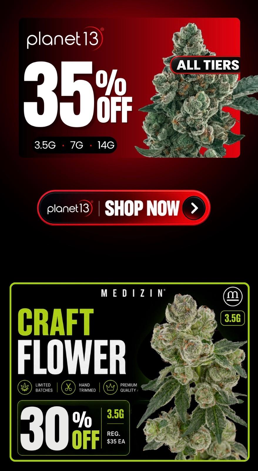 35% Off All Tiers & 30% Off Craft Flower - Cannabis deal image
