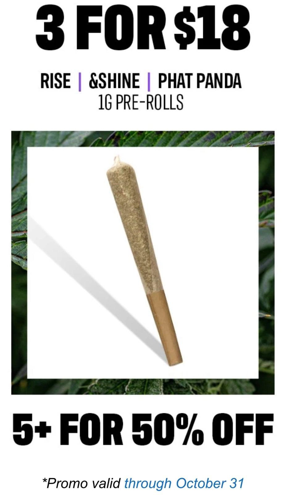 3 for $18 Pre-Rolls & 50% Off - Cannabis deal image