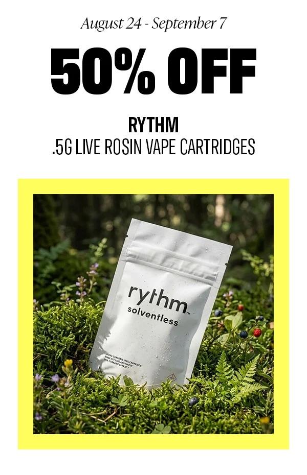 50% Off Rythm Live Rosin Vape Cartridges