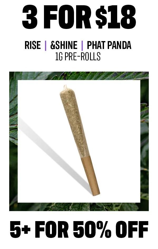 Pre-Roll Deals: 3 for $18 & 5+ for 50% Off - Cannabis deal image
