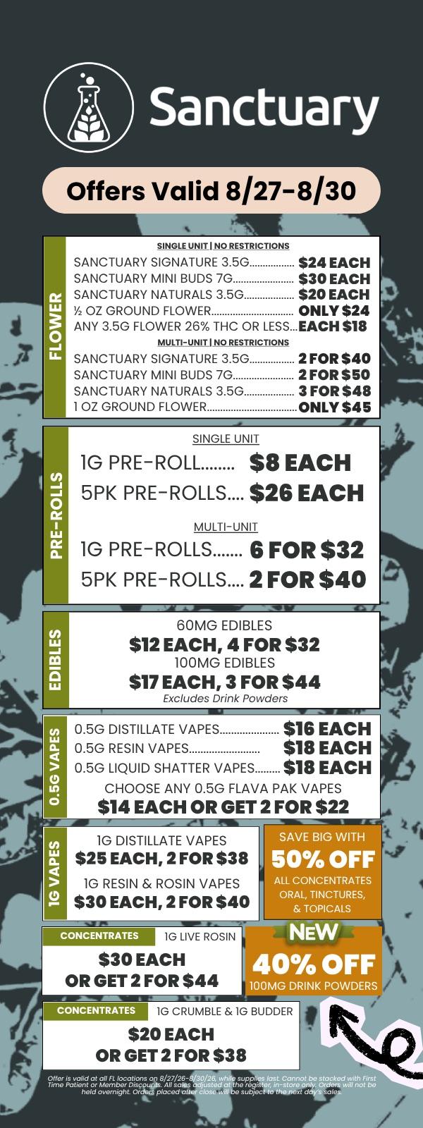 Flower, Pre-Rolls, Vapes & Concentrate Deals
