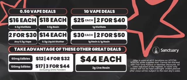 Vape, Edible and Rosin Specials