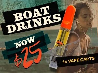Sunburn Boat Drinks 1g Vape Carts Now $25 - Cannabis deal image