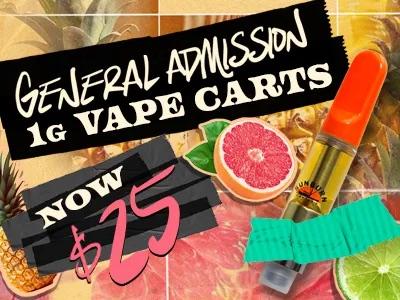 General Admission 1g Vape Carts Now $25 - Cannabis deal image