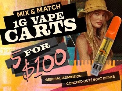 Mix & Match 1G Vape Carts 5 for $100