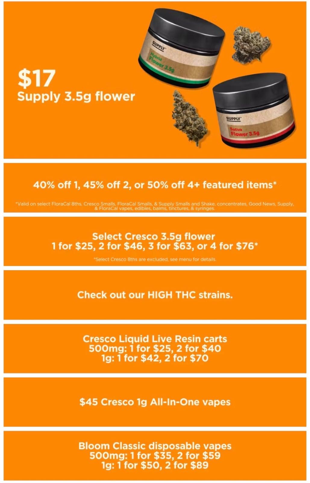 Supply $17, Cresco Deals & 50% Off