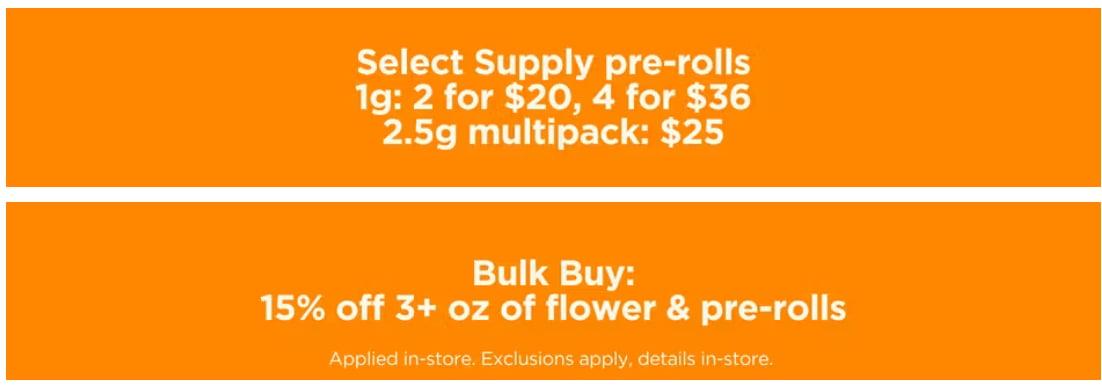 Select Supply Pre-rolls & Bulk Flower Deals