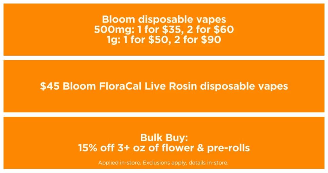 Bloom Vape & Bulk Flower Deals