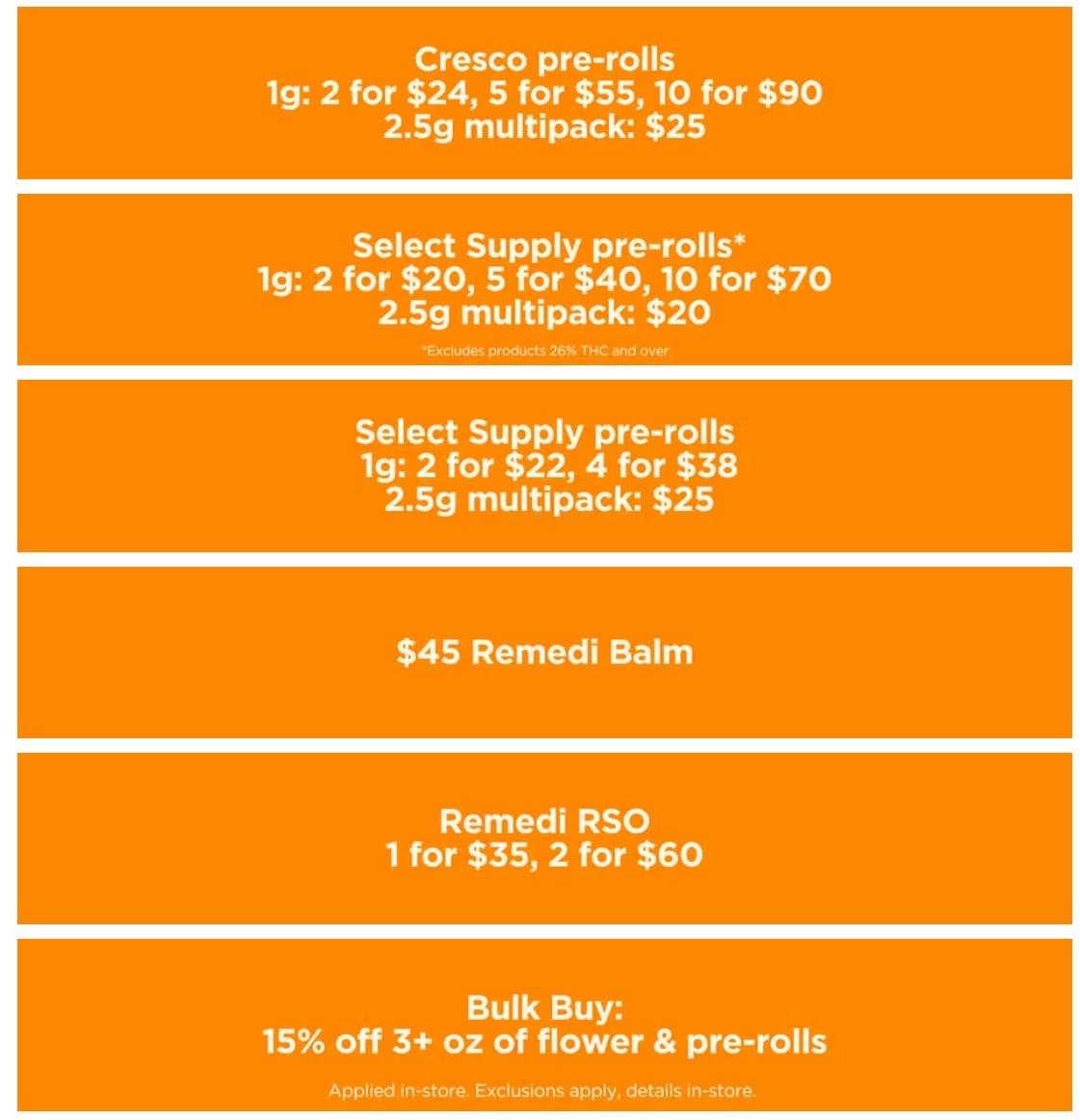 Pre-Roll Multi-Buys & Remedi Specials
