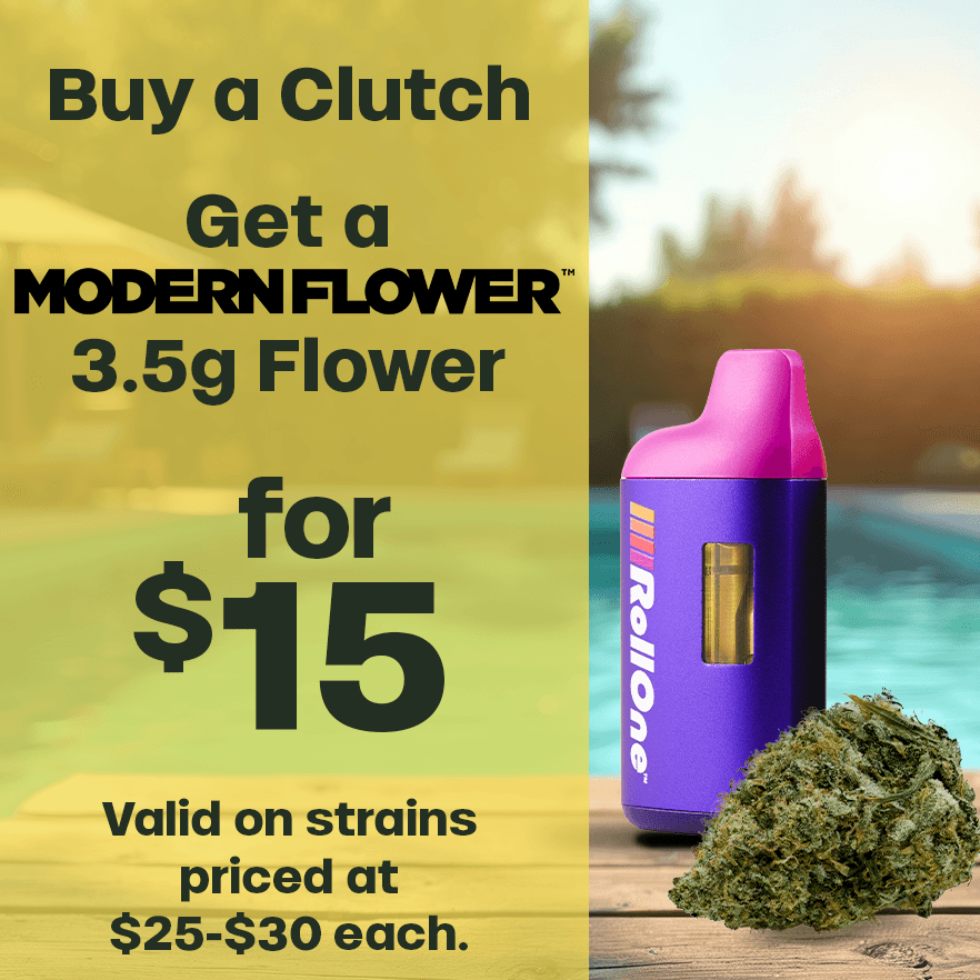 Buy a Clutch, Get Modern Flower 3.5g for $15